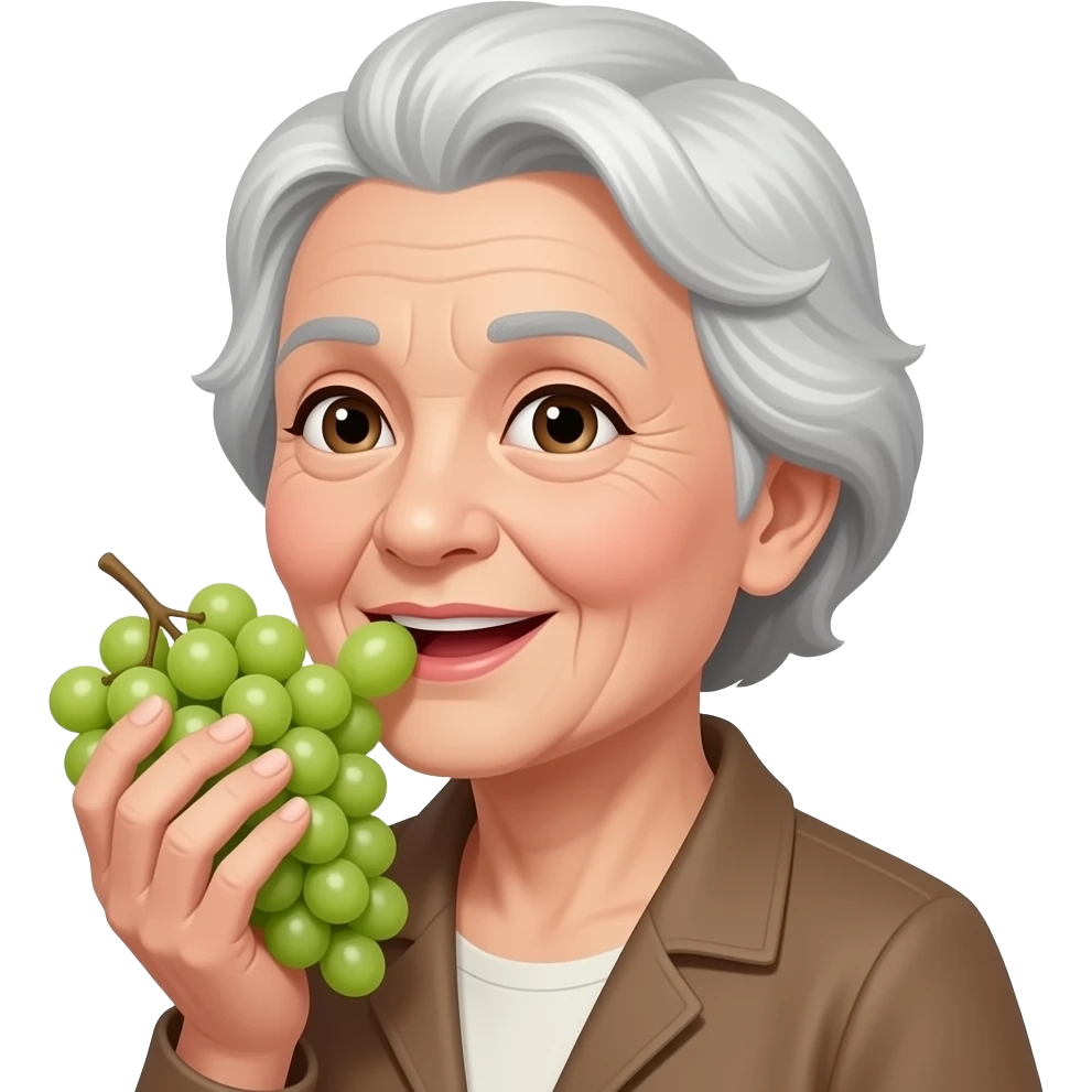 old women eating bunch of grapes emoji