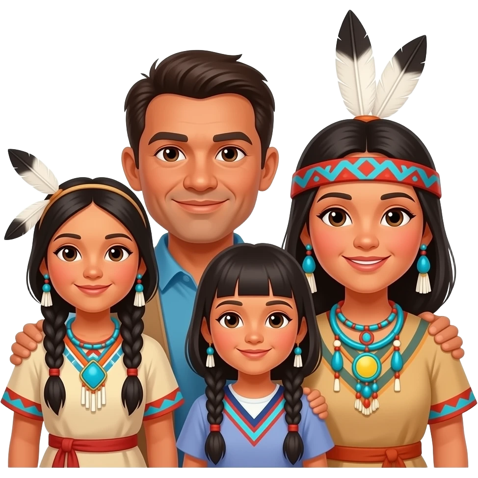 vibrant native american family emoji