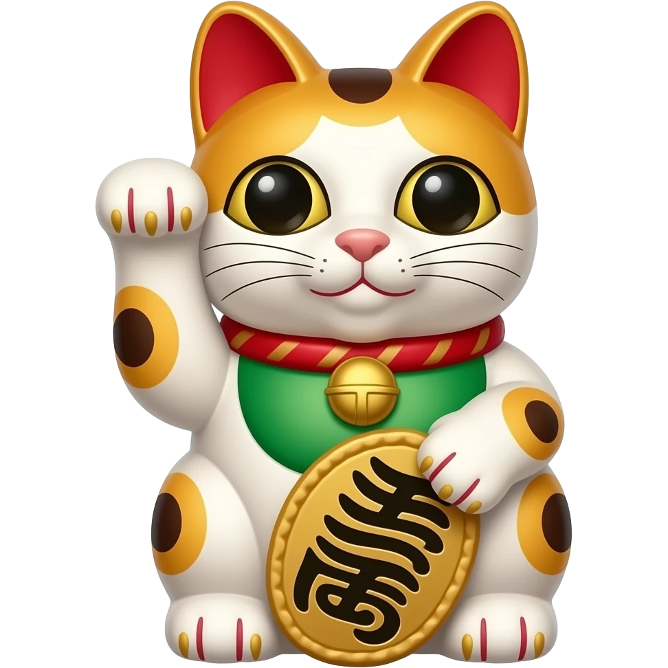 Baby maneki neko holding a  pie emoji