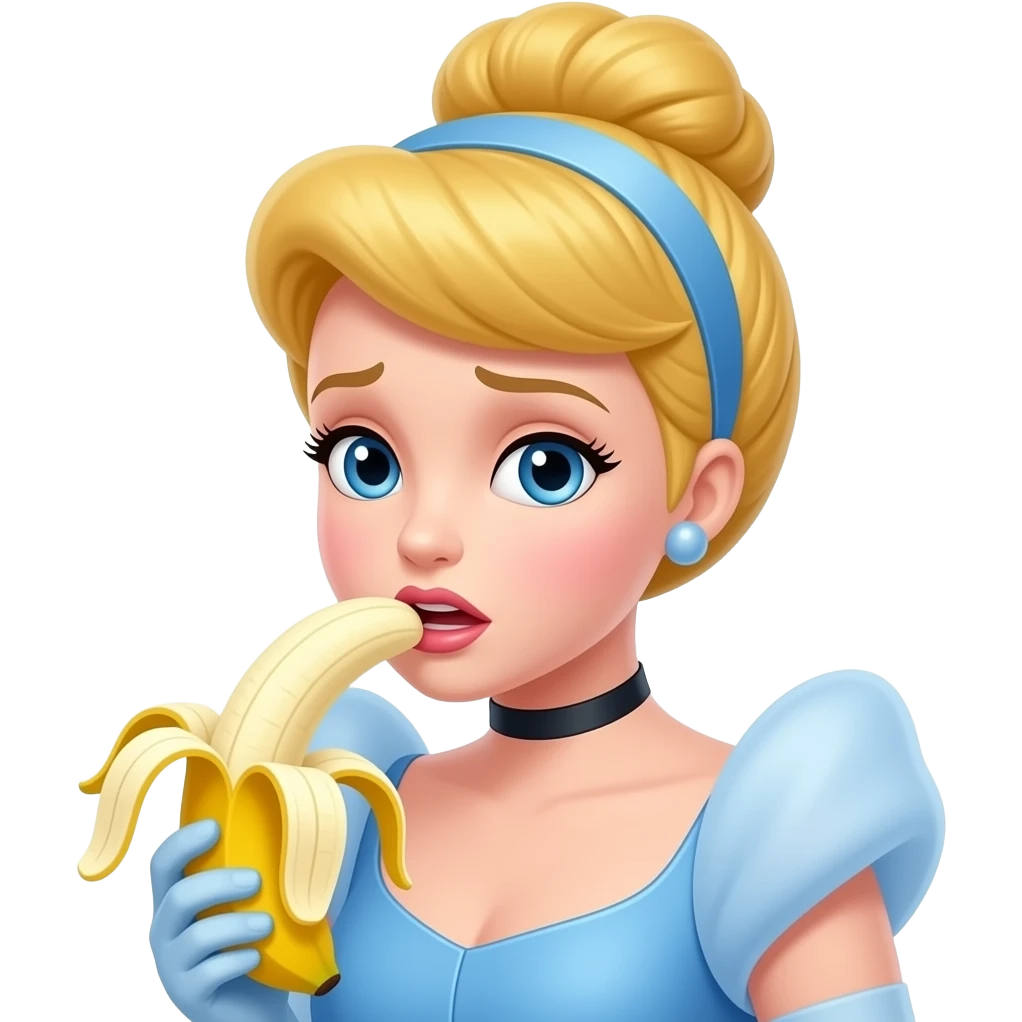 Cinderella struggling to swallow a banana emoji