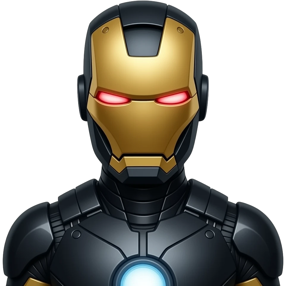 iorn man in black iron man suit with red eyes emoji