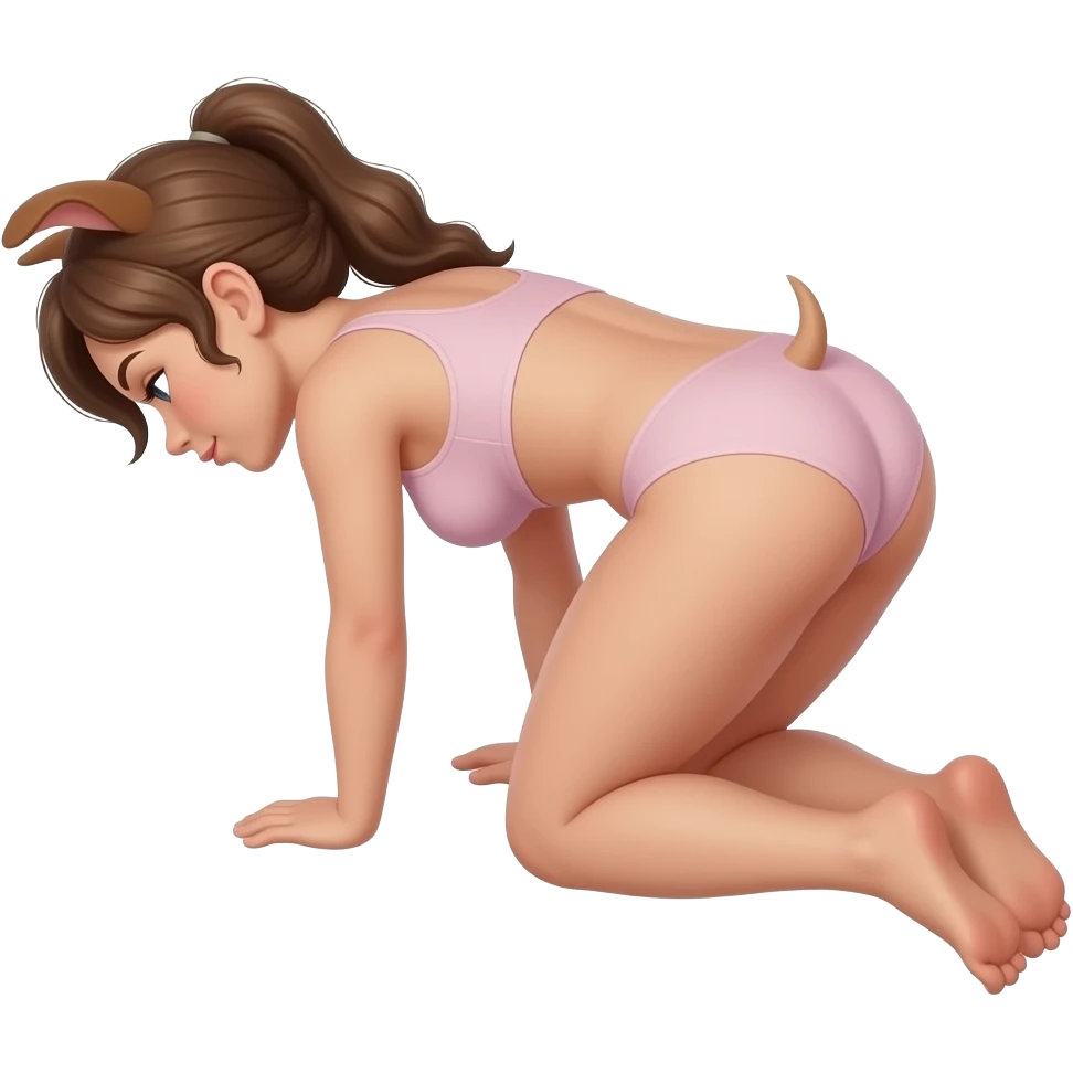 woman bent over in doggy style without tail showing her ass in panty emoji