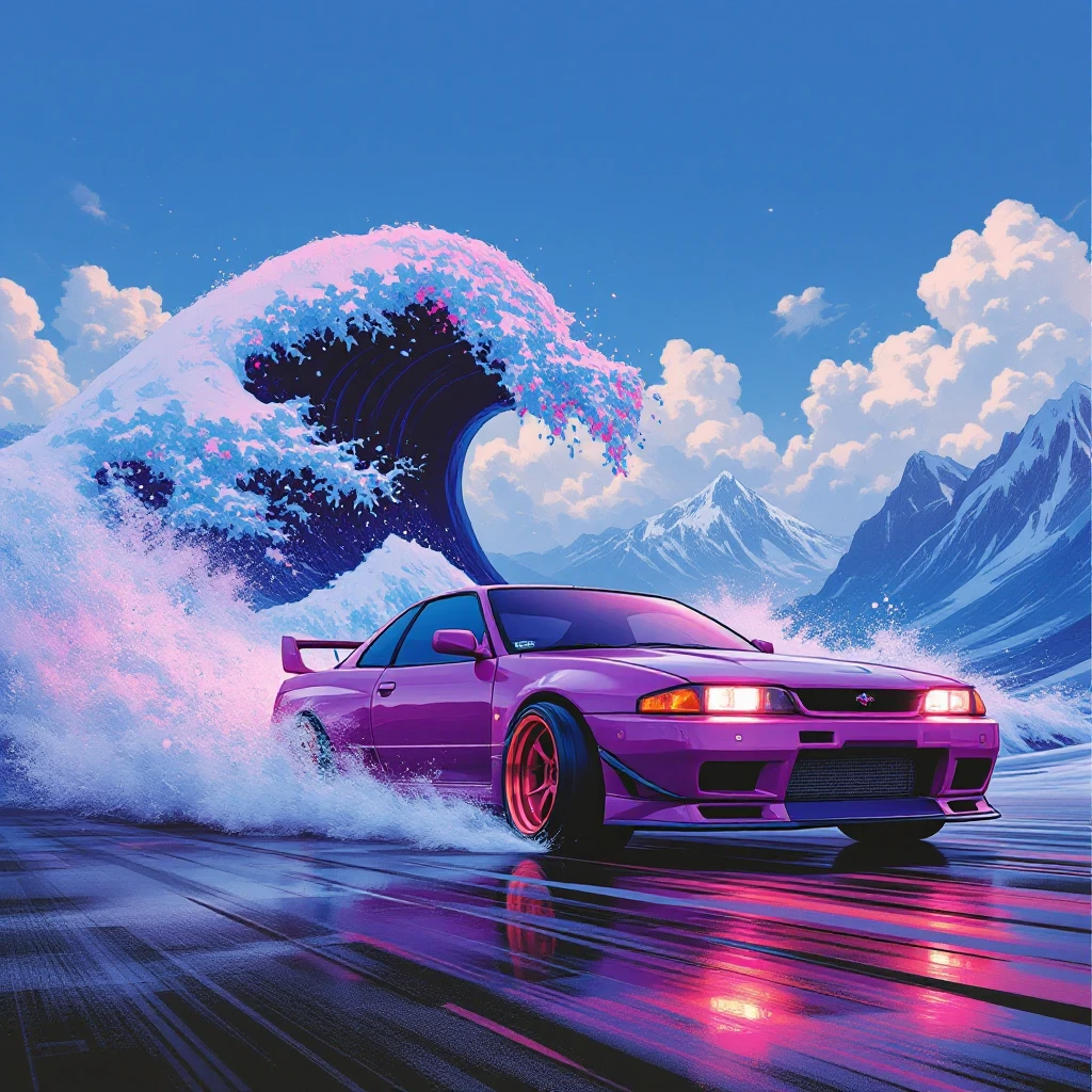 japanese purple wave phonk car drifting emoji