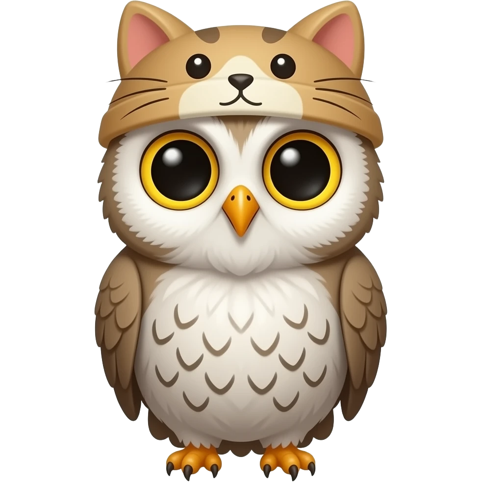 Make me a cat remove the body and replace it with the owl body and remove the owl mouth replace the head with a cat hat emoji