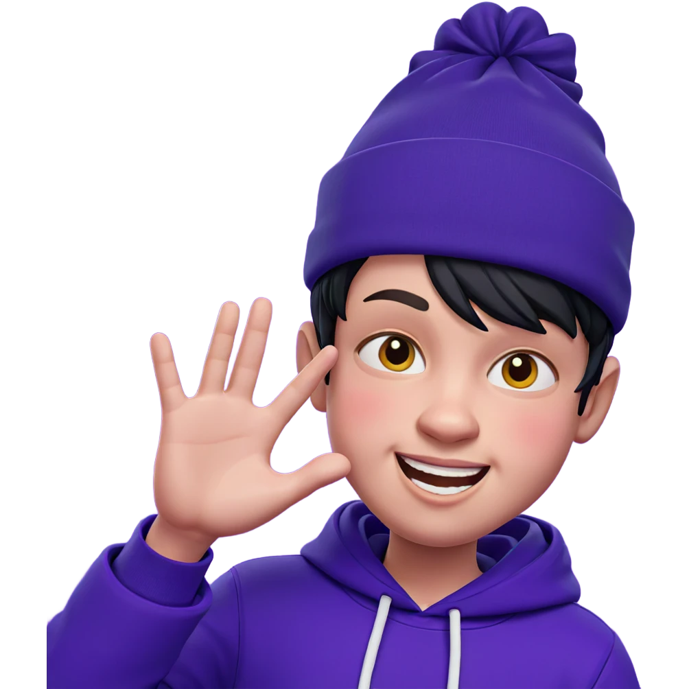 smiling boy in purple hoodie emoji