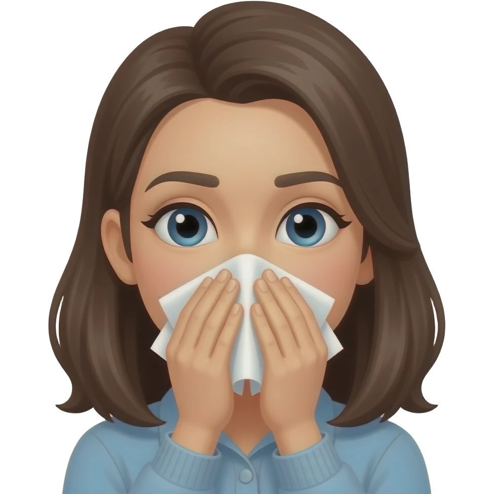 female nose blowing emoji