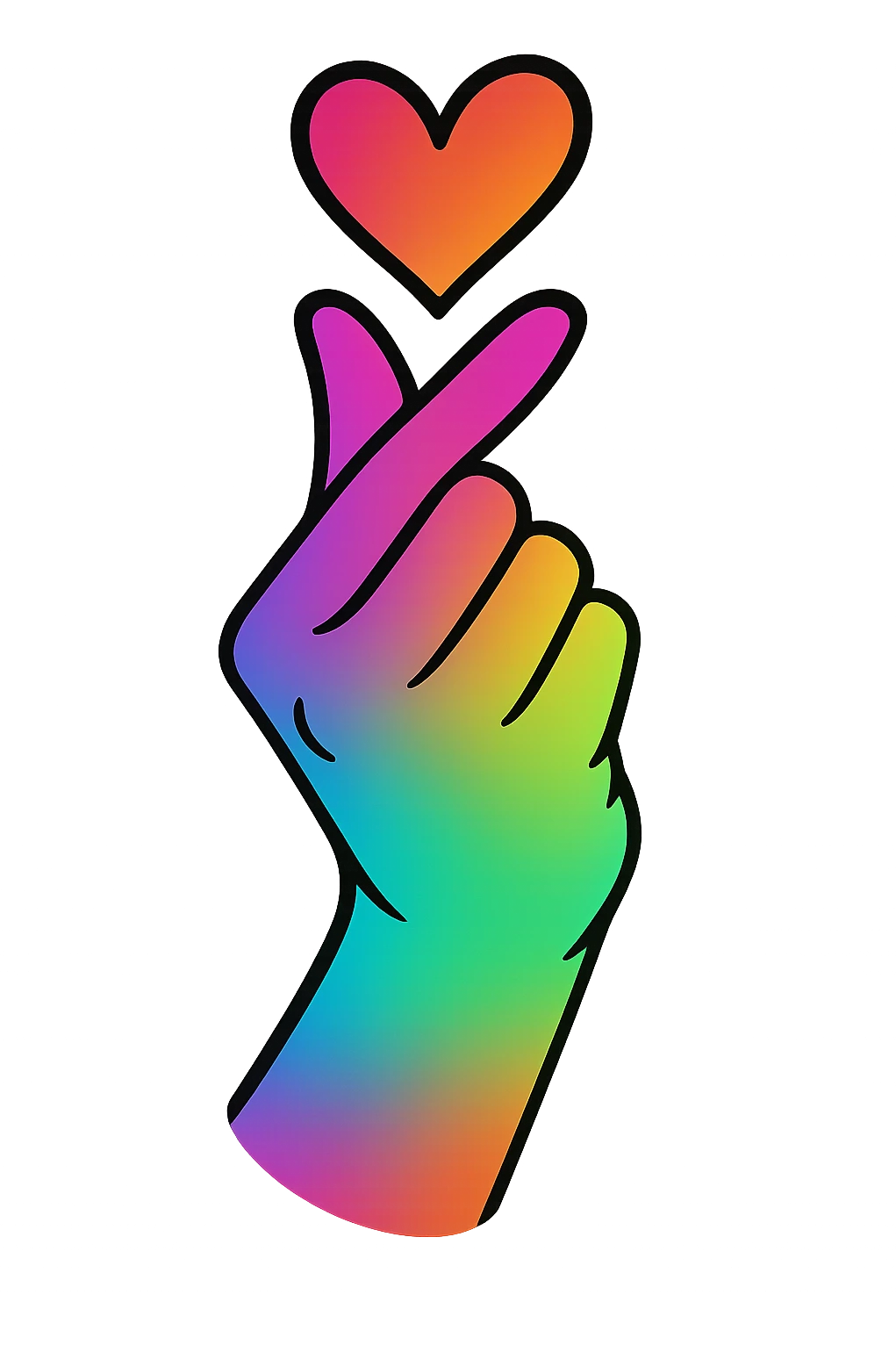 kpop heart hands, vibrant colors, no background emoji