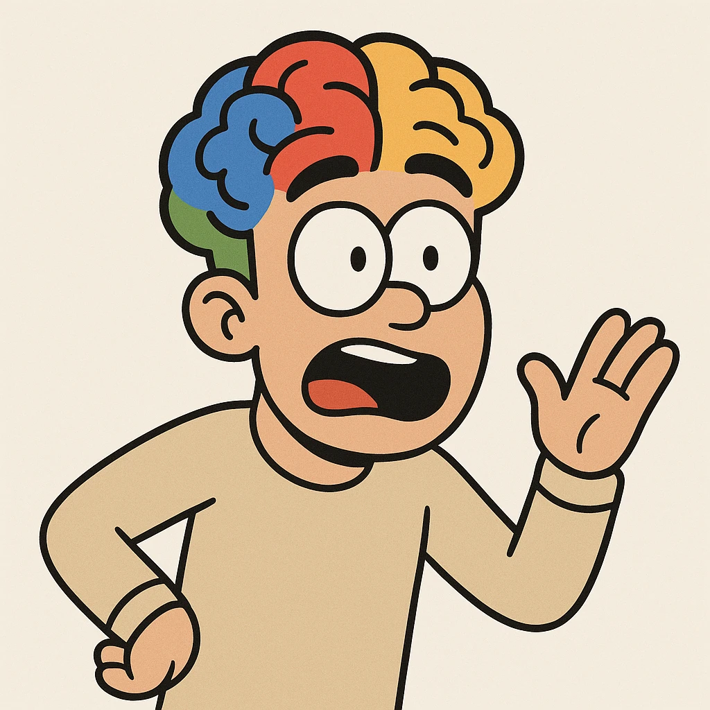 brain logo inspired by Google's branding, using blue red yellow and green, modern and friendly, white background emoji