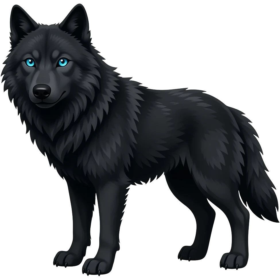 Black wolf with neon blue eyes full body emoji emoji