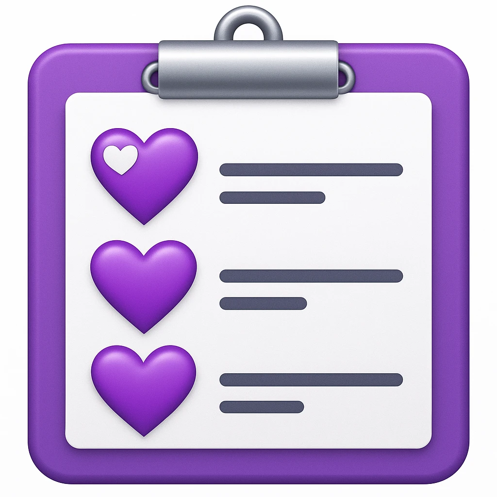 checklist purple heart emoji  emoji