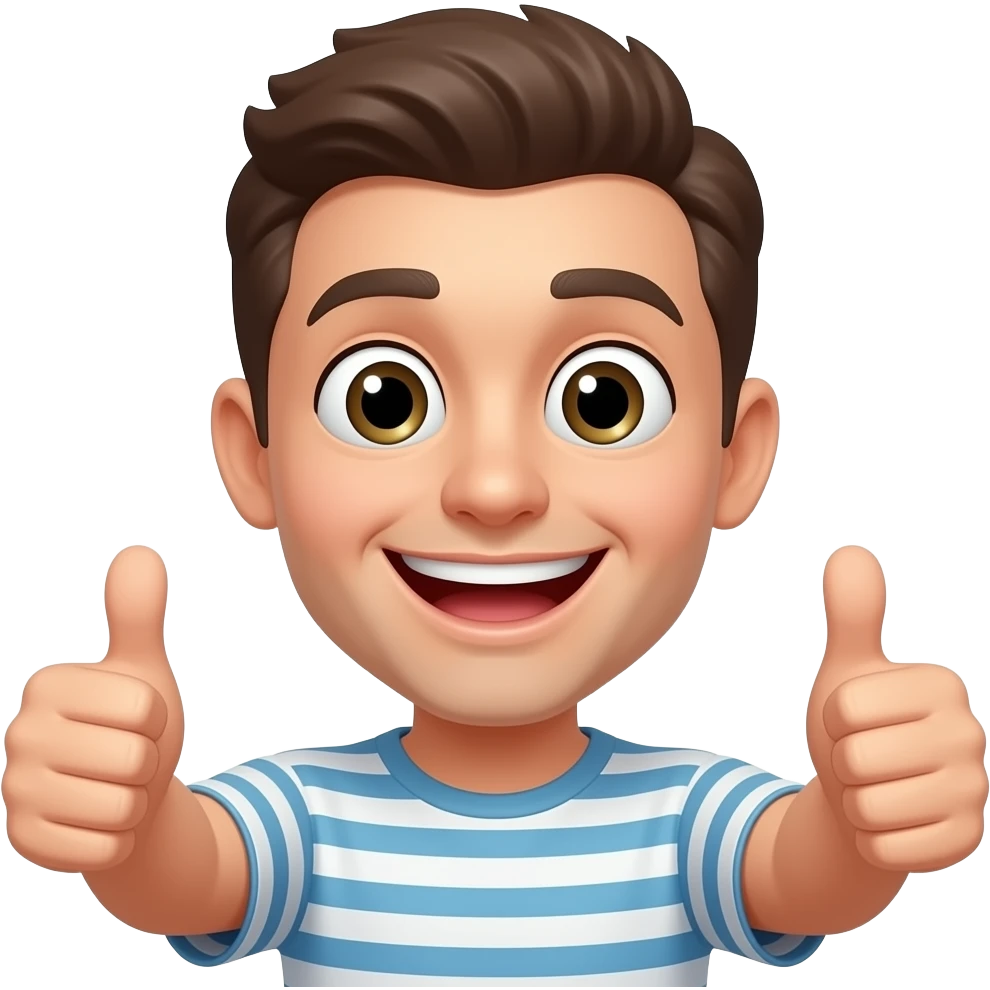 Une qui a un sourire en trait énorme des yeux et qui met les deux pouces en avant emoji