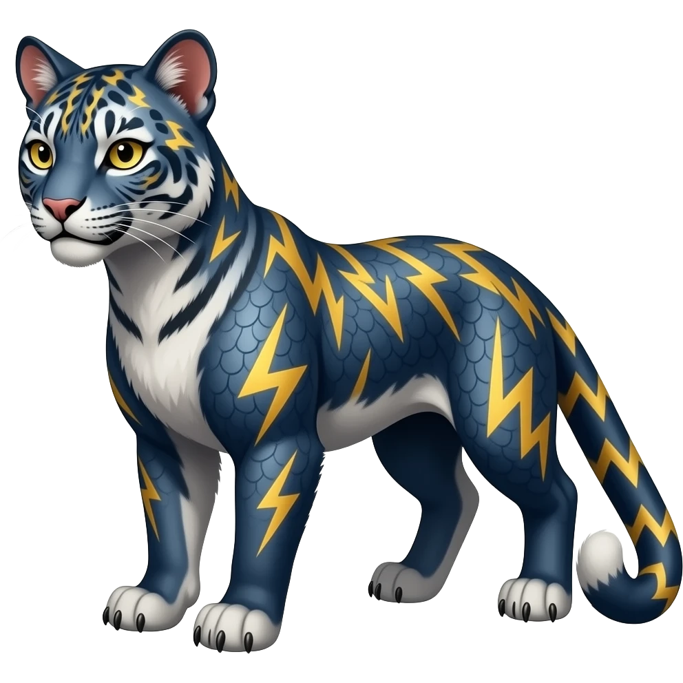 Feral 4-legged four-legged animalistic quadrupedal Scaly Striking Slaying Badass Evil Handsome Lightning-patterned Zig- emoji