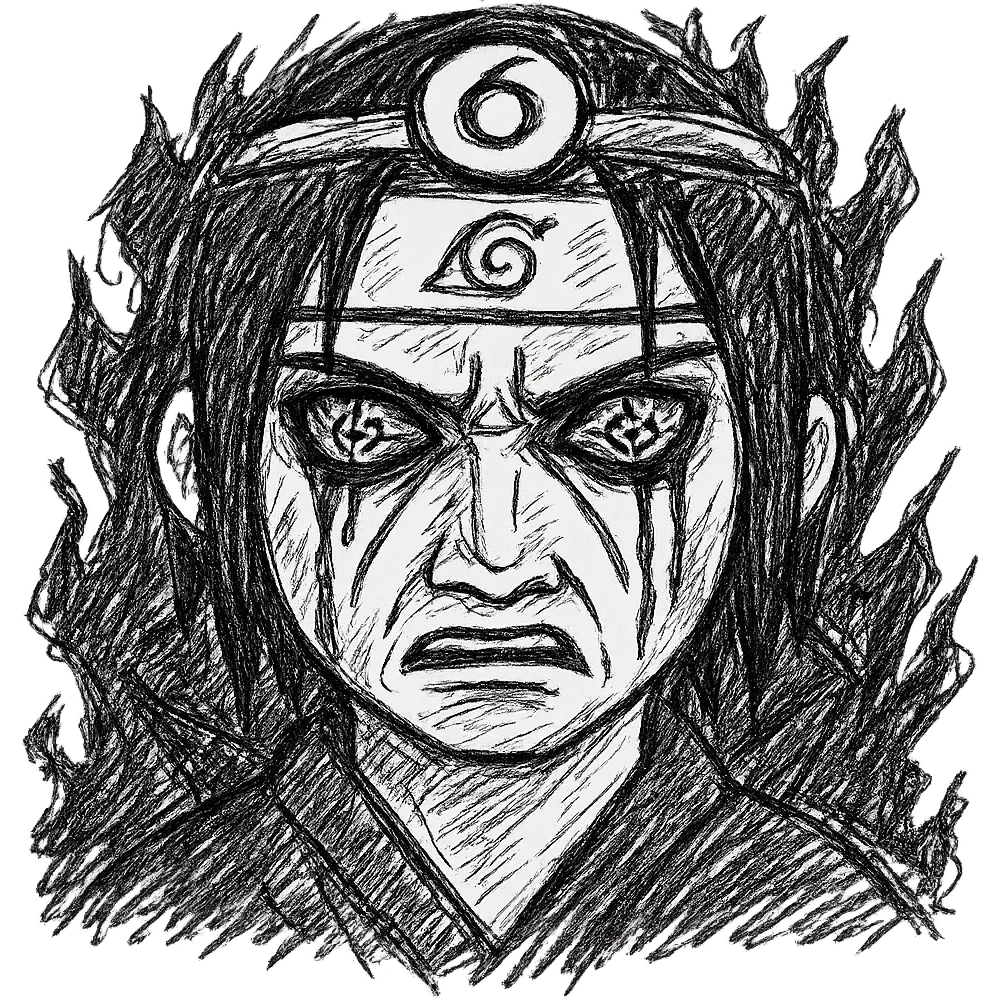 Make this Itachi Uchiha emoji scary, with a menacing Mangekyou Sharingan, blood tears, and a dark aura, no background. emoji