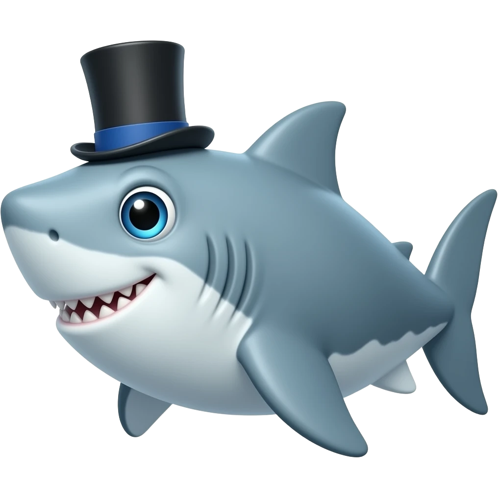Shark with a top hat emoji