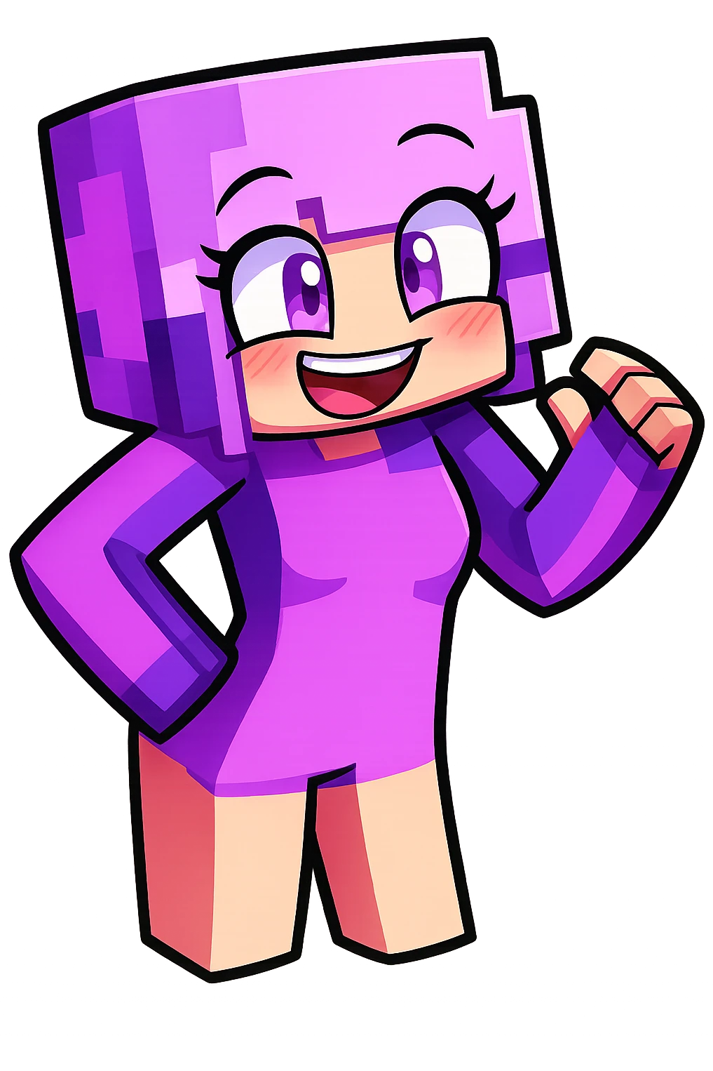 Extract all the person characters from the image, remove the background and any objects, and place each character on a transparent background. Maintain the original Minecraft cartoon style and appearance. emoji