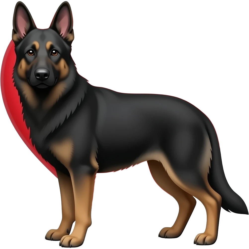 A black German Shepherd colleague with a heart behind it emoji
