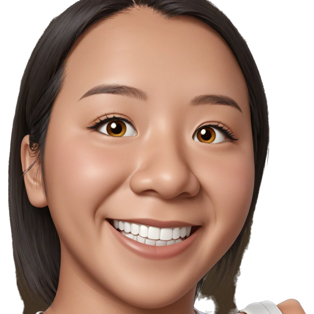 smiling girl portrait with brown eyes emoji