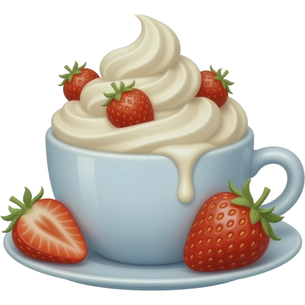 Vaso de crema con fresas emoji