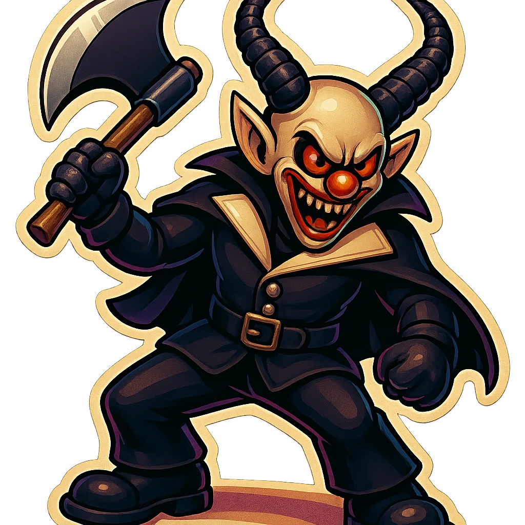 Render the subject in retro sticker style with no border and transparent background, in a crouched pose, ready to attack. emoji