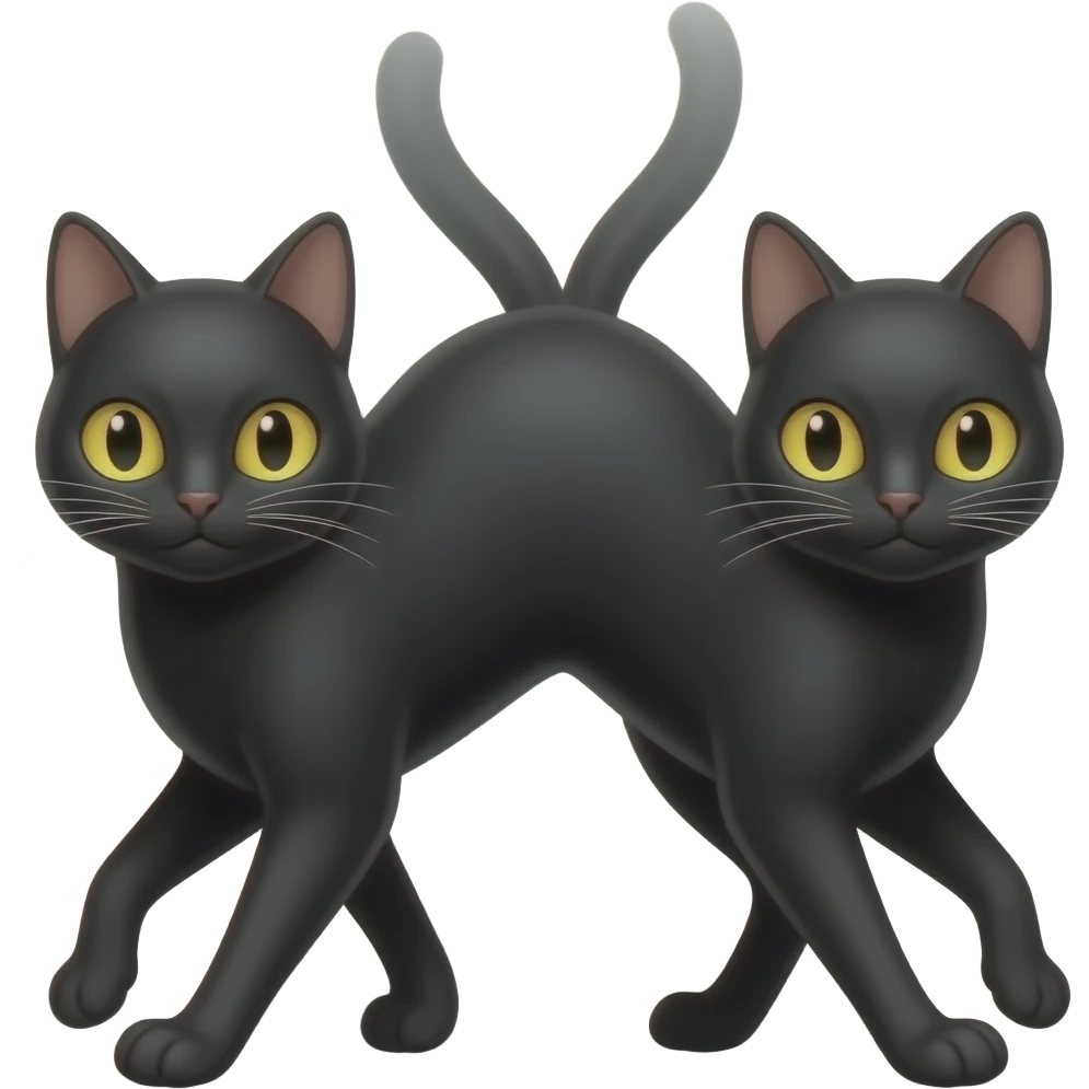 two black cats, one morphing from another like a double emoji