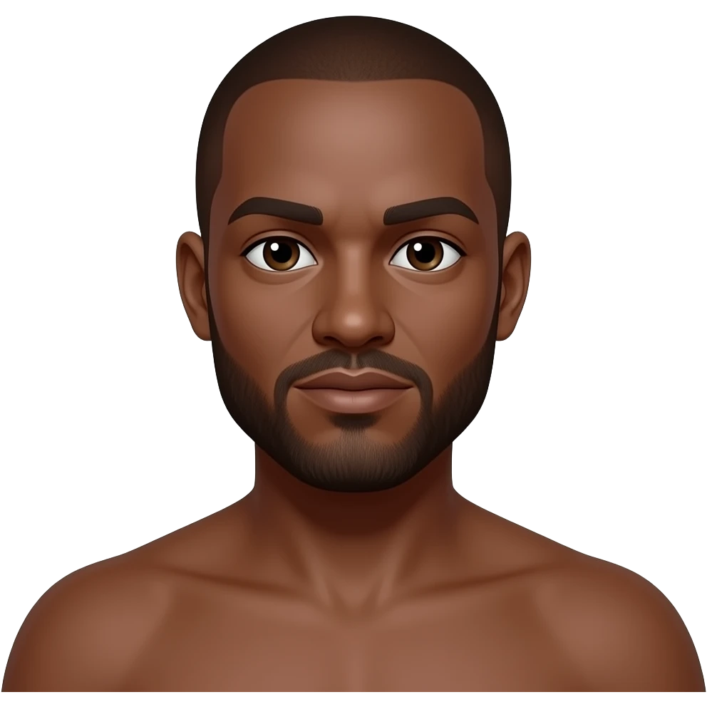 Hairless brown skin man with beard emoji