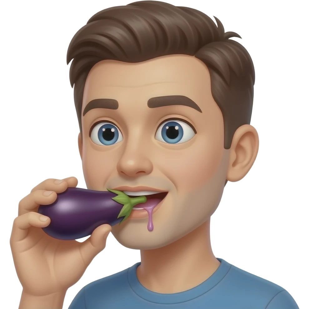 Sucking a eggplant dripping spit emoji