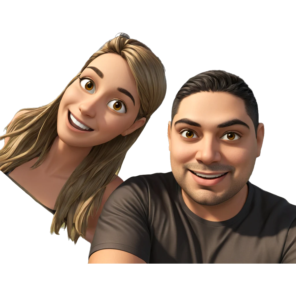 smiling couple under blue sky emoji