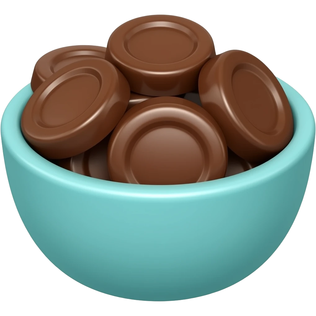 small teal bowl chocolate circles emoji