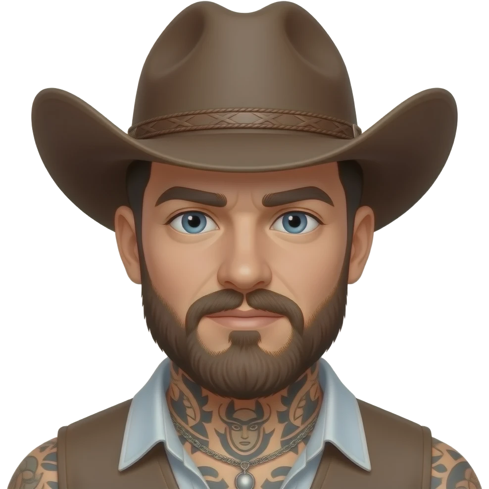 tatoo man wear cowboy hat emoji