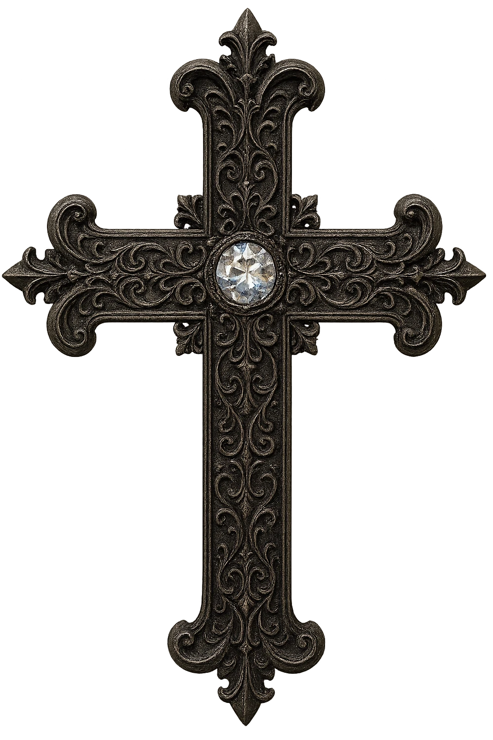 gothic style cross with a crystal center emoji