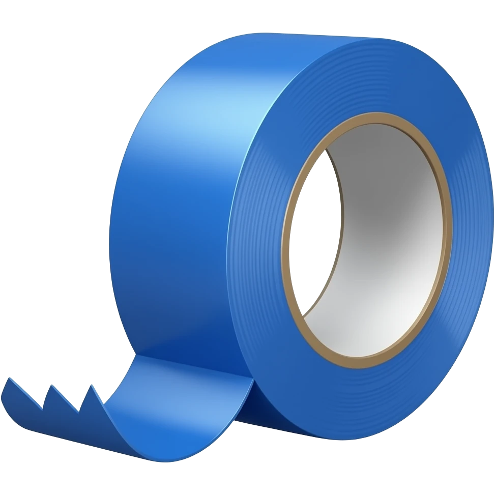 Electrical Tape (blue)  Glossy, reflective plastic Peel stretches slightly → subtle elasticity Feels flexible and quick-use emoji
