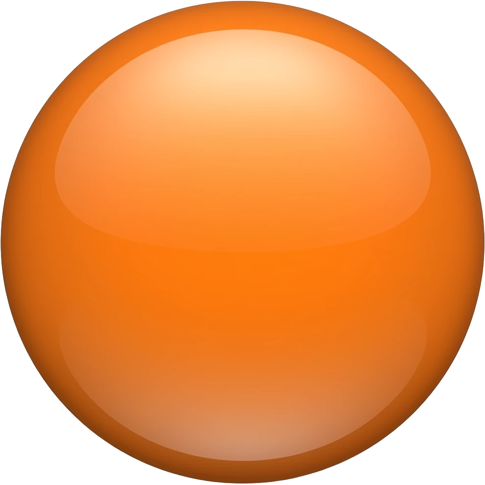3D circle orange button. only one color. emoji