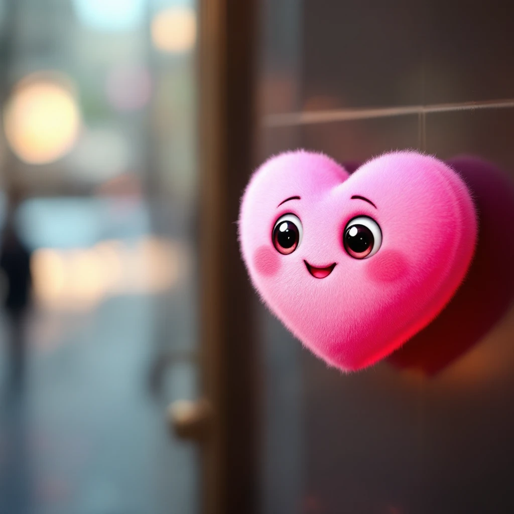 pink heart emoji, extra cute, big eyes, blushing cheeks emoji