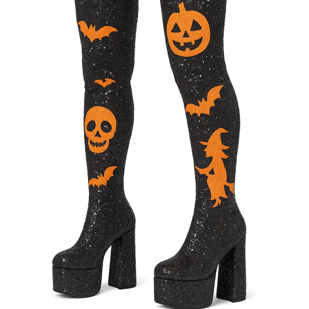 Halloween kpop idol stage boots, sparkly and fashionable, remove background emoji