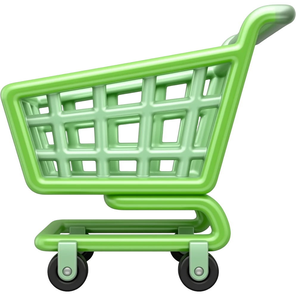 Bright green shopping cart emoji