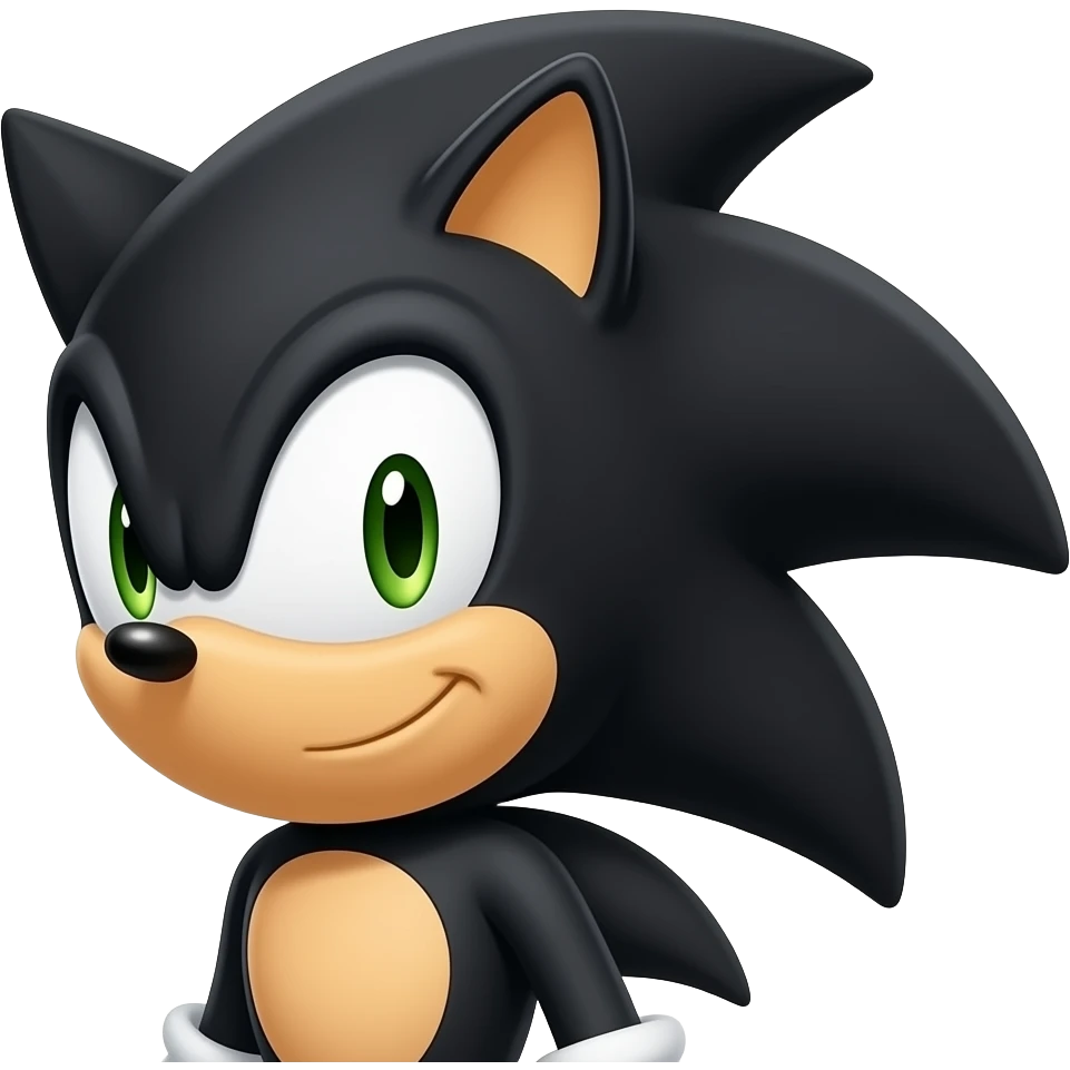 Black sonic the hedgehog is smiling with no pupils emoji