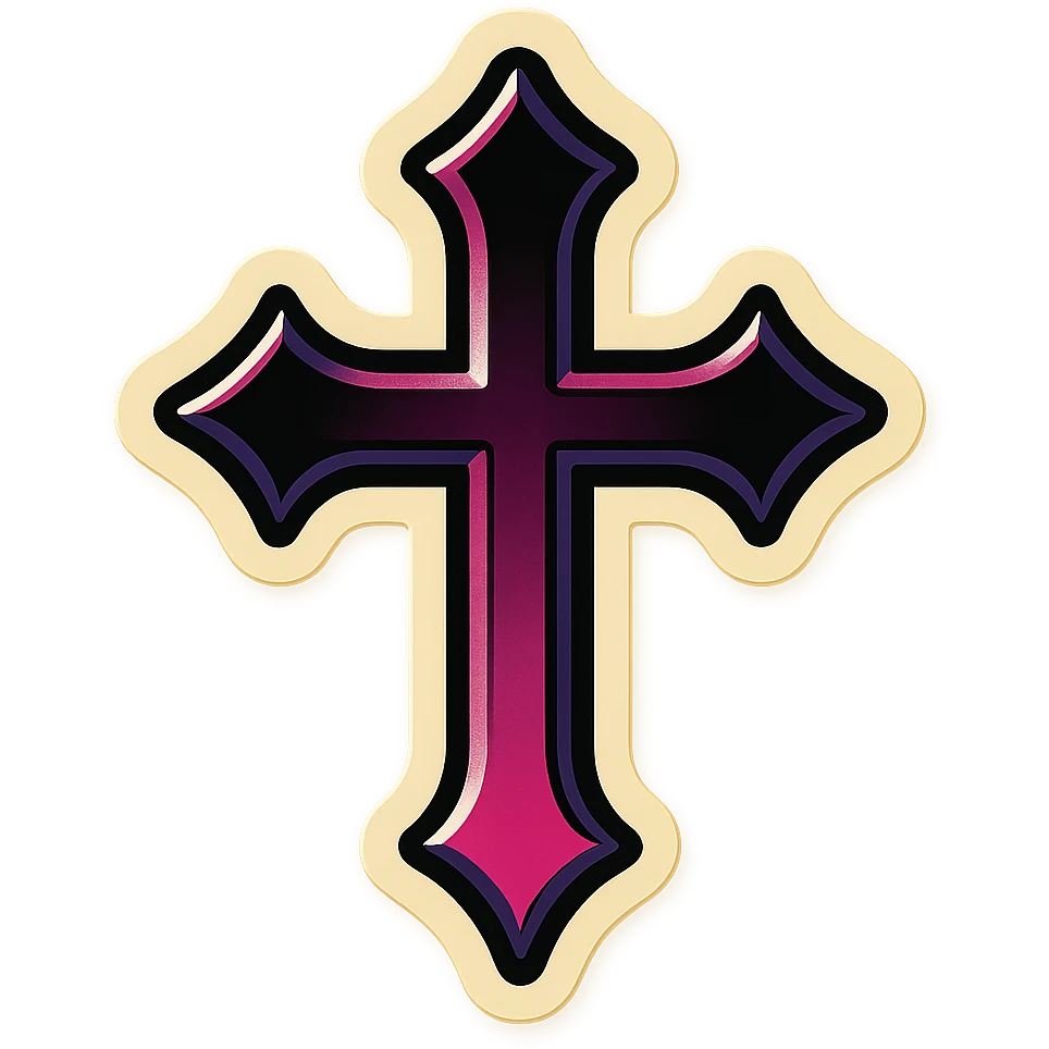 gothic cross, black and pink colors emoji