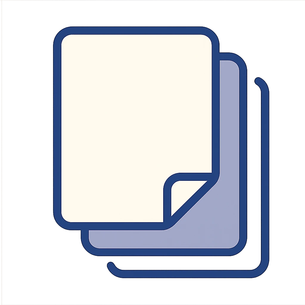 very simple flat color clip art of stacked sheets of paper, minimal, no text emoji
