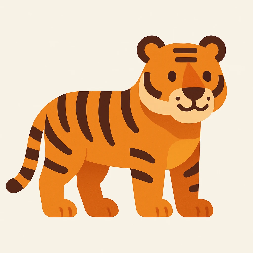 flat design style tiger white background emoji