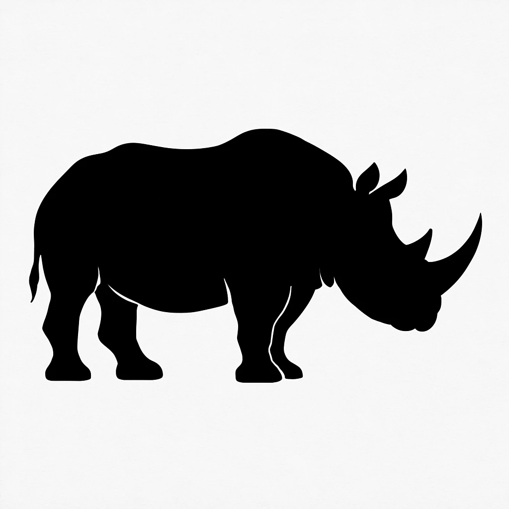 Rhinoceros black silhouette white background emoji