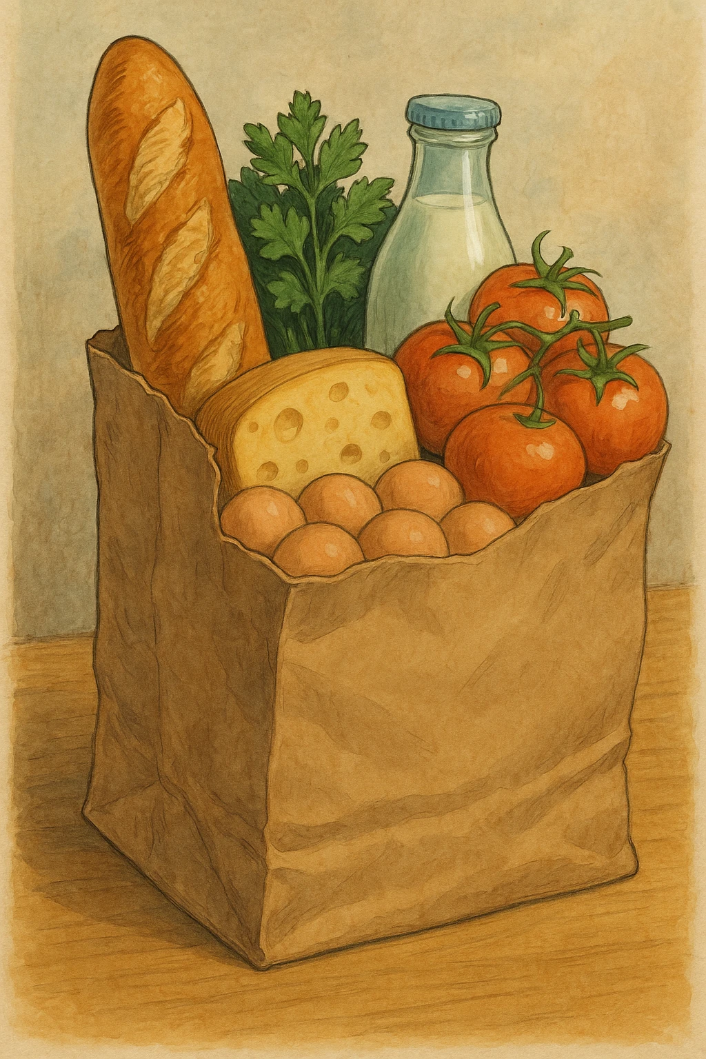 realistic paper bag of classic groceries emoji