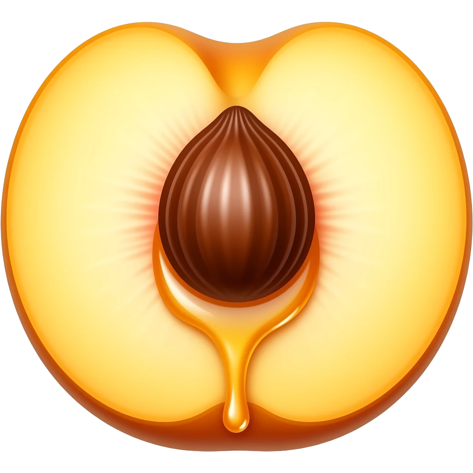 Honey dripping from inside a peach emoji