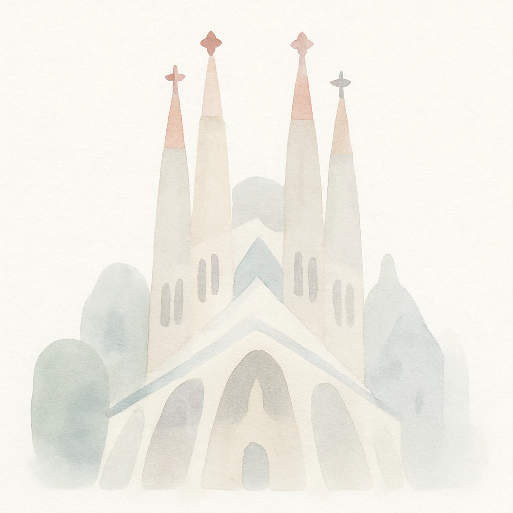 Barcelona Sagrada Familia in watercolor style emoji