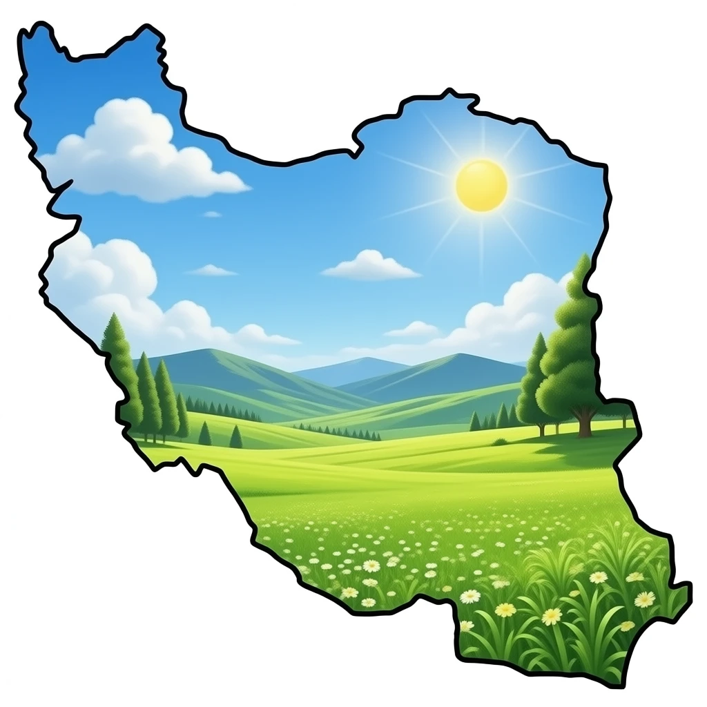 Just outline of Iran map by black line and white background And empty inside emoji