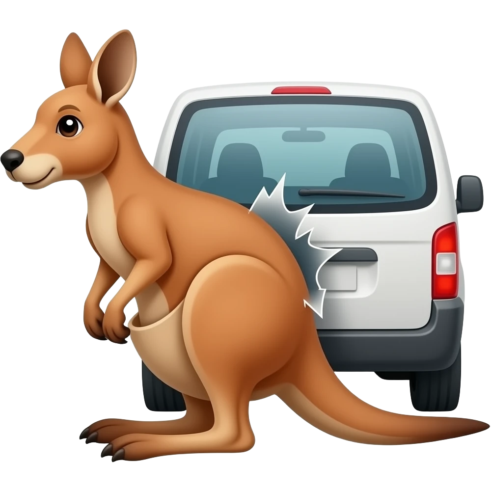 kangaroo hit by a van from behgind emoji