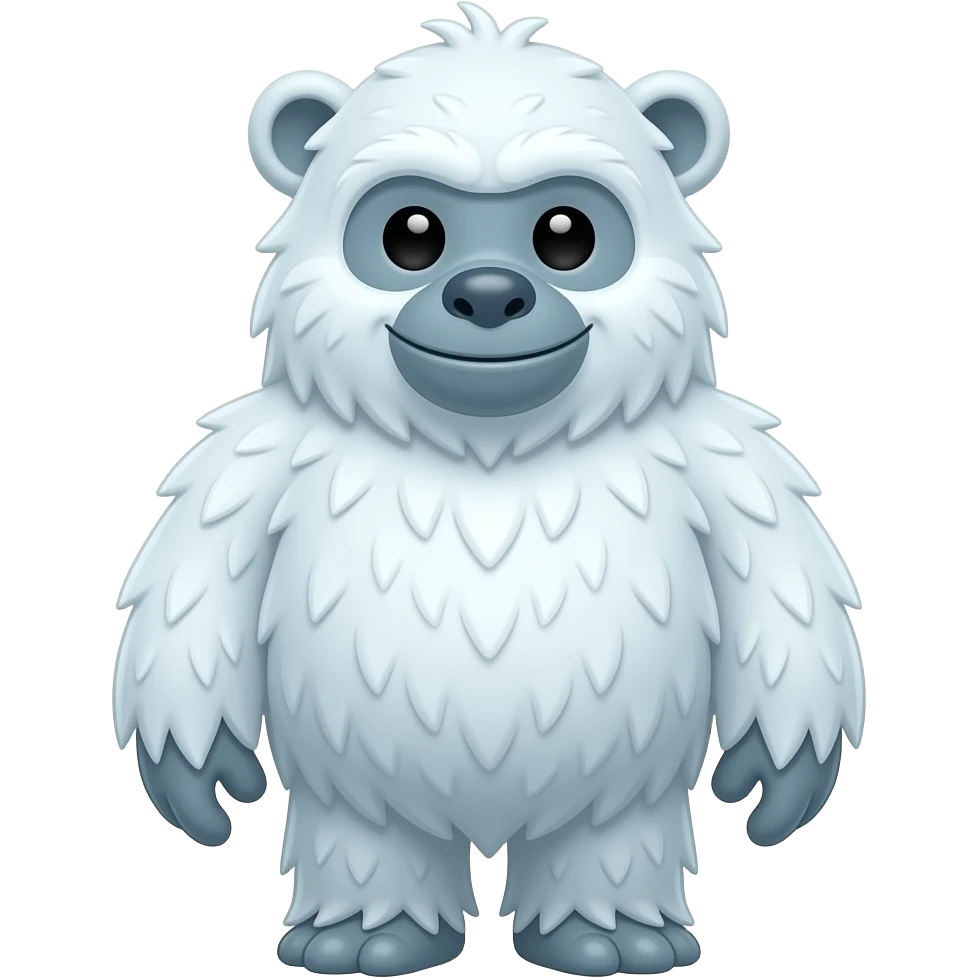 Cute, all-white yeti emoji