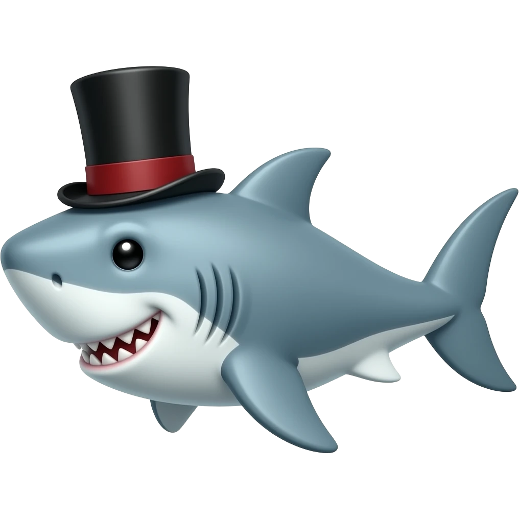 Shark with a top hat emoji