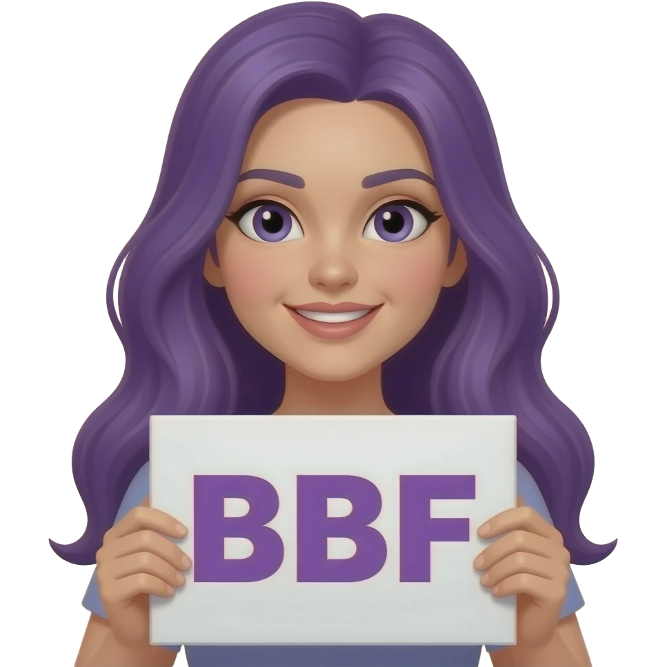 sexy girl with long purple hair holding a BBF sign emoji
