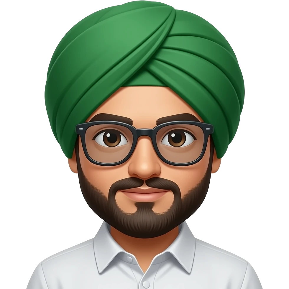 molvi with green pagri and cool glasses emoji