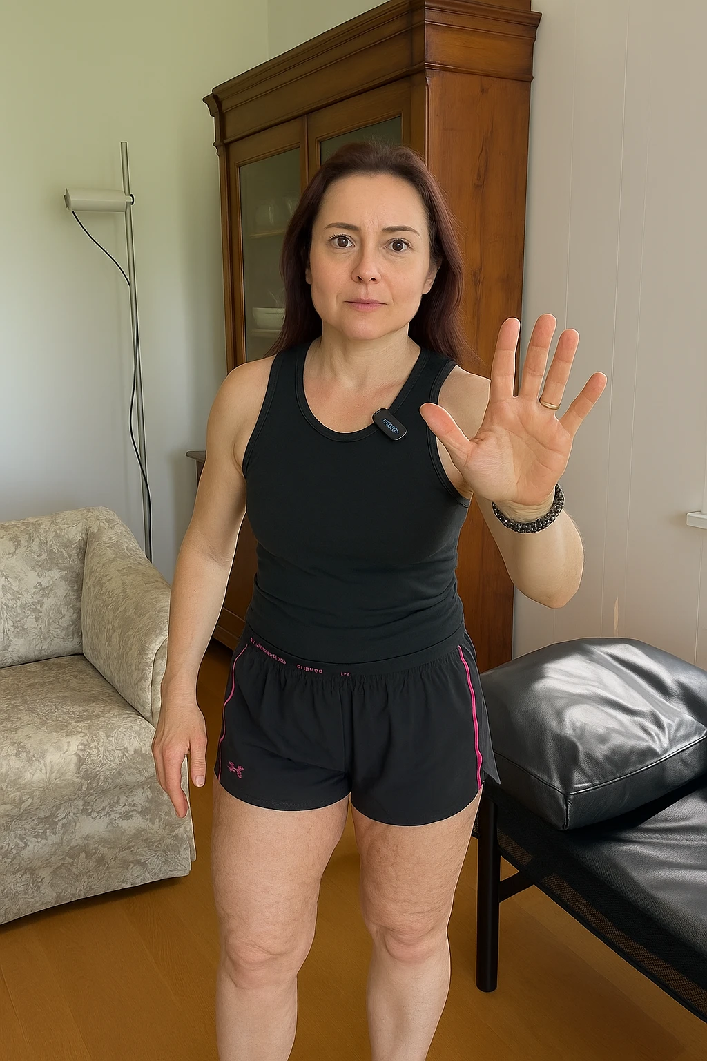 Donna con cellulite sulle cosce emoji